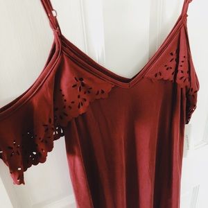 super soft maroon off the shoulder lace dress